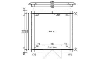 Blokhut Amiens | Plat dak | 34mm | 300x300cm