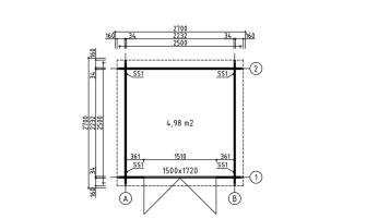 Blokhut Nancy | Plat dak | 34mm | 230x230cm