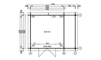 Blokhut Issoire | Plat dak met overkapping | 34mm | 417x300cm